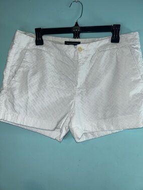 Banana Republic White Textured Jacquard Shorts